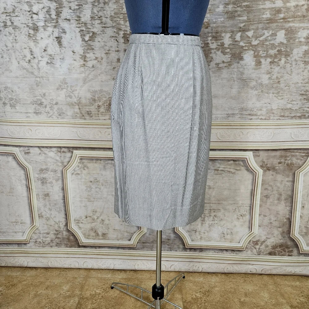 Vintage Houndstooth Pencil Skirt VTG 1990s 90s M Black White Academia Pinup Ska